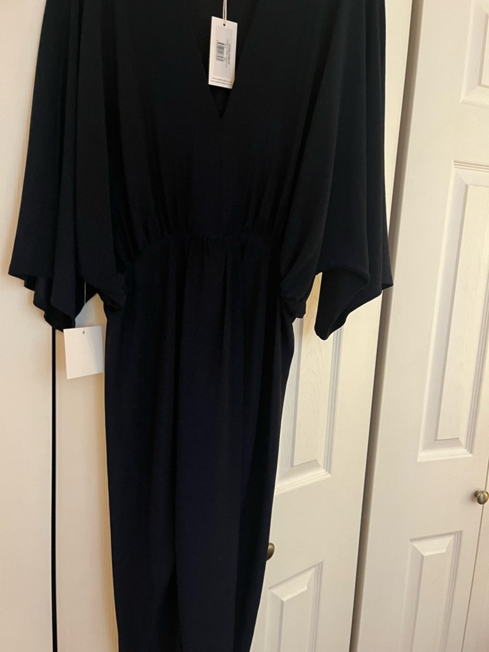 Navy blue V-Neck Flutter Sleeve Dress - Elegant Women's Dress